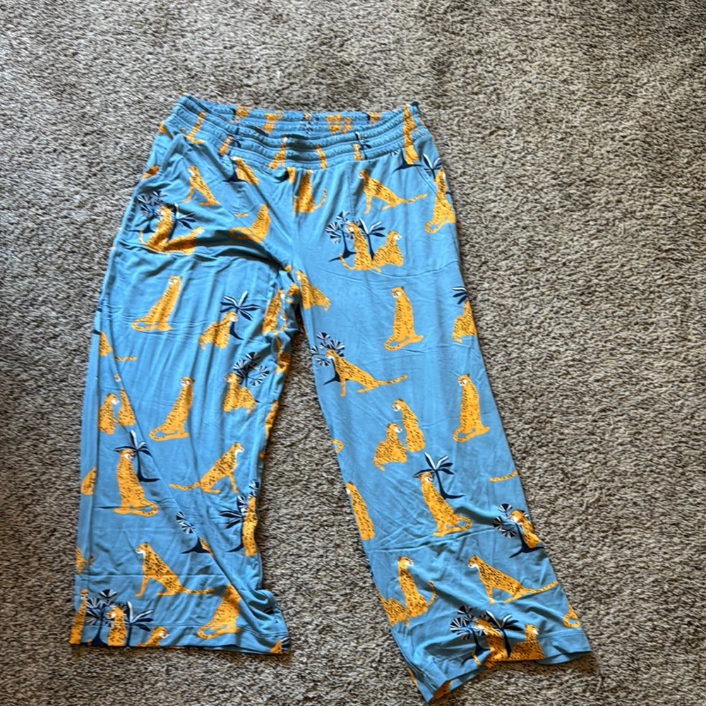 Soma Blue & Yellow Cheetah Print Pajama Pants